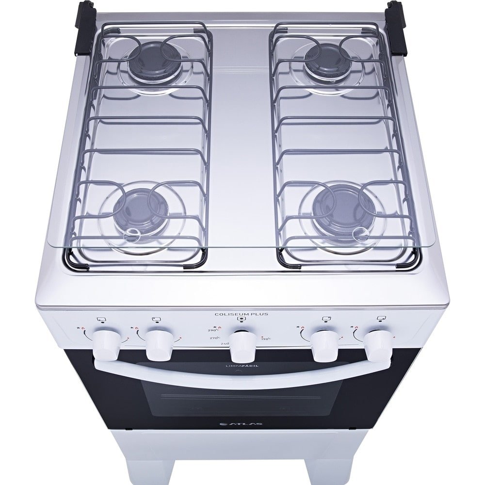 Fogão de Piso Atlas 4 Bocas Coliseum Plus - Mesa de Inox, Branco
