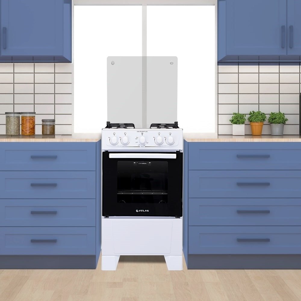 Fogão de Piso Atlas 4 Bocas Coliseum Plus - Mesa de Inox, Branco