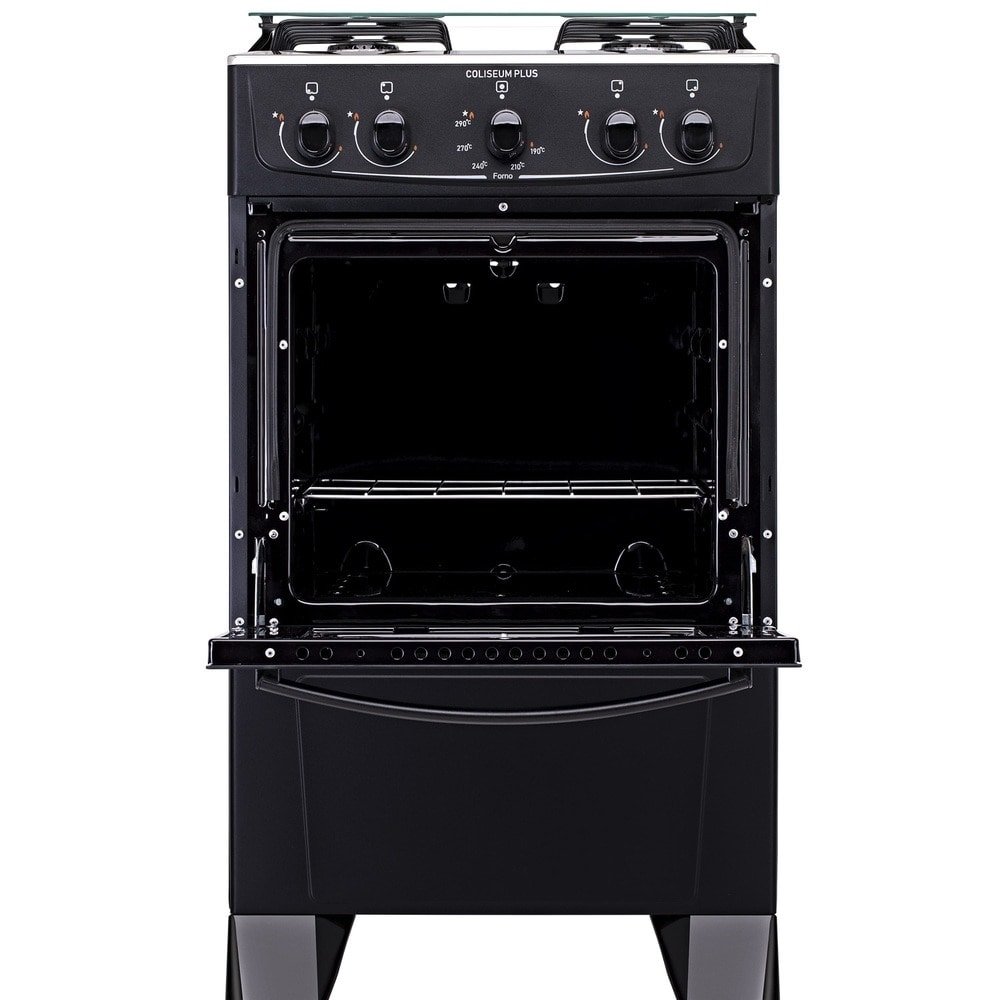 Fogão de Piso Atlas 4 Bocas Coliseum Plus - Mesa de Inox, Preto