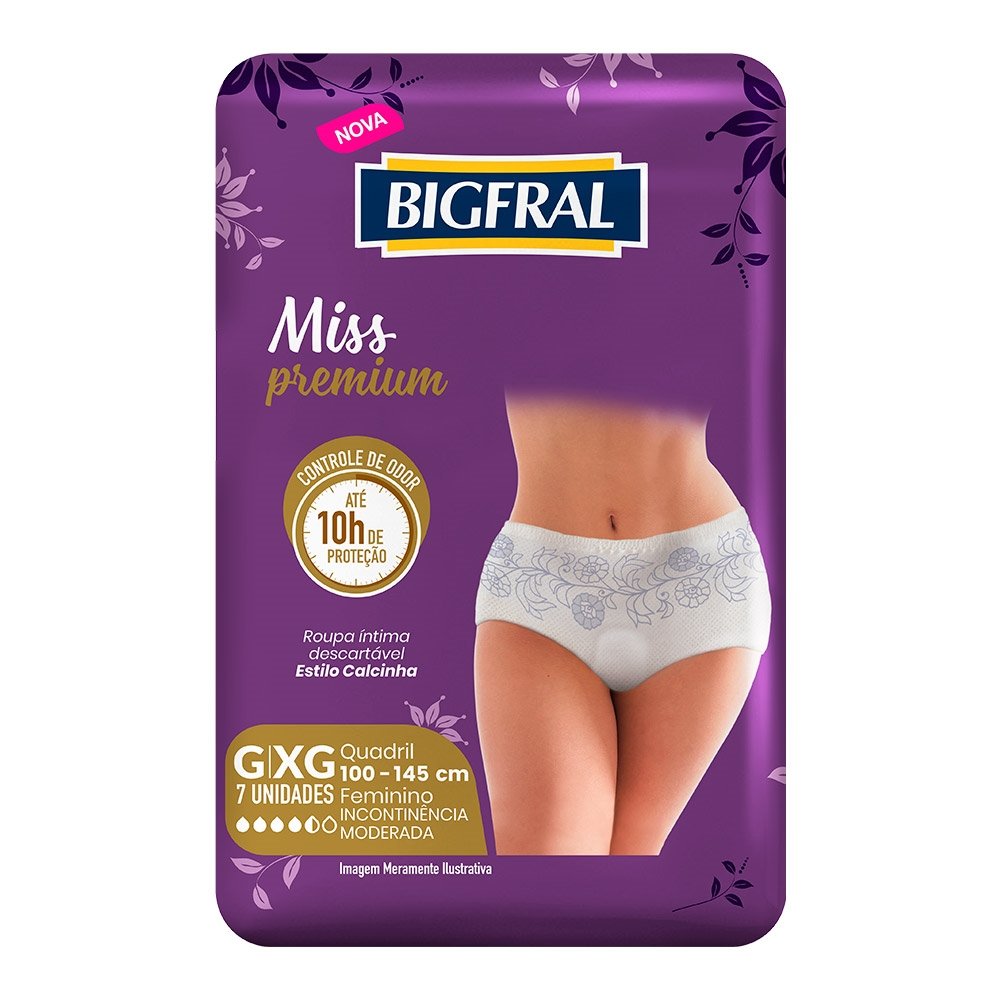 Fralda Descartável Geriátrica Adulto Bigfral Miss Premium Tamanho G/XG 8 Pacotes com 7 Tiras