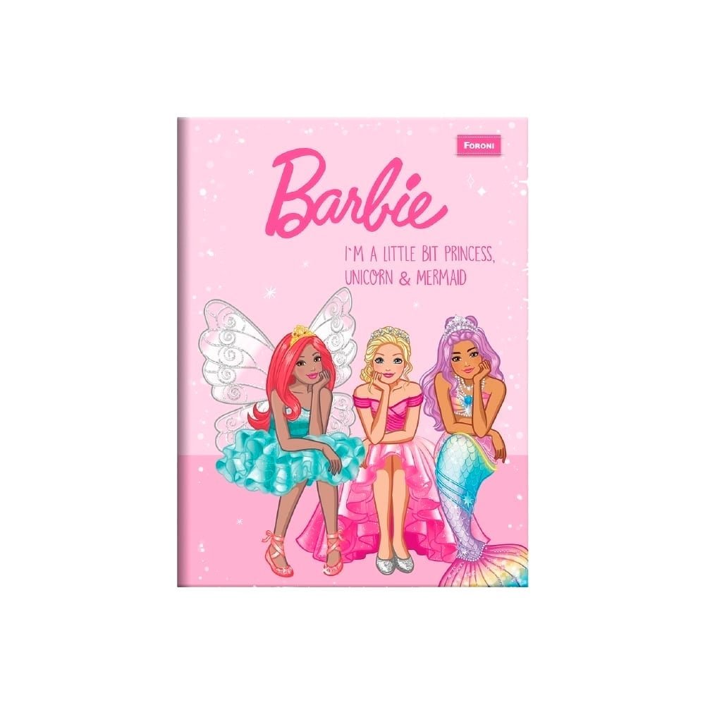 Caderno Costurado Foroni Universitário Capa Dura Barbie Dreamtopia 80 Folhas - Embalagem com 5 Unidades