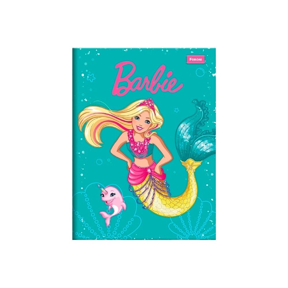 Caderno Costurado Foroni Universitário Capa Dura Barbie Dreamtopia 80 Folhas - Embalagem com 5 Unidades