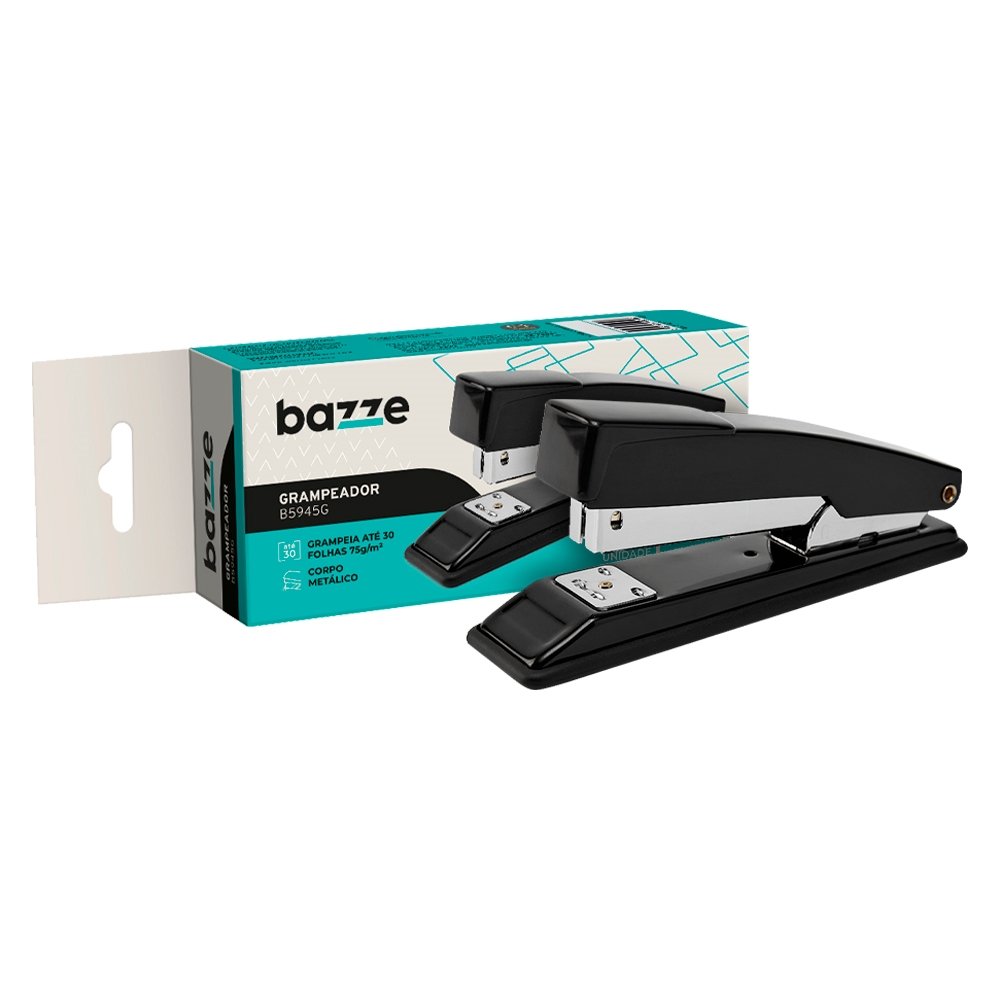 Grampeador Bazze B945G 30 Folhas Metal 26/6 Preto