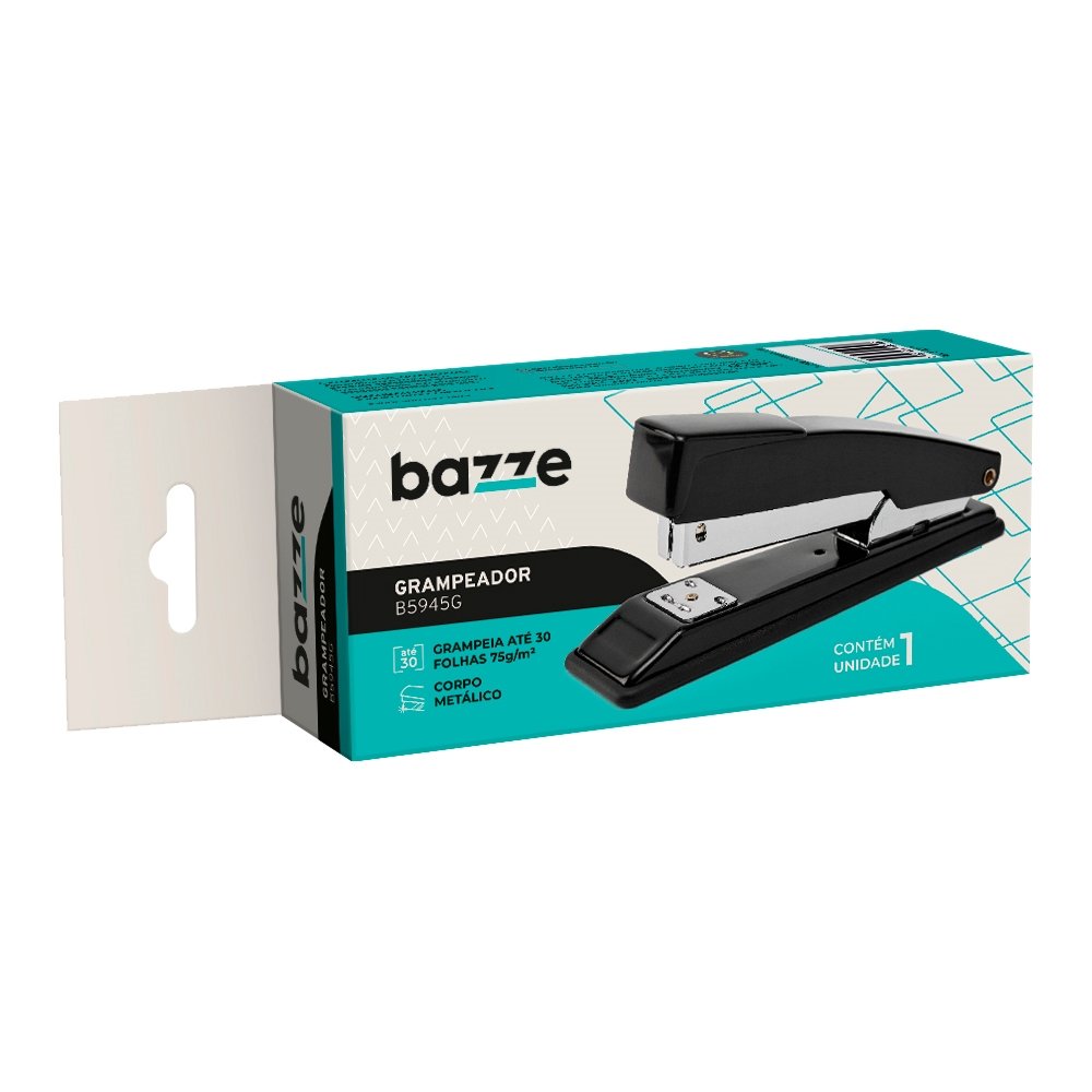 Grampeador Bazze B945G 30 Folhas Metal 26/6 Preto