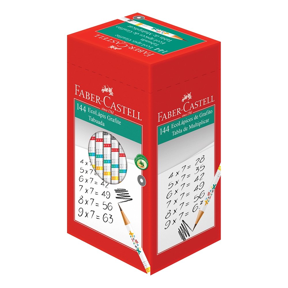 Lápis Faber Castell Grafite Tabuada N°2 Preto - 1 Embalagem com 144 Unidades