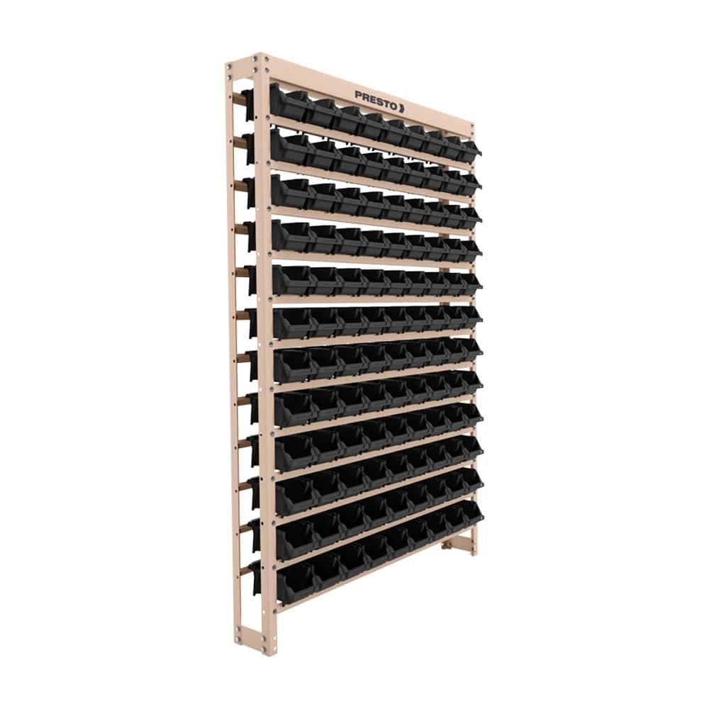Estante Presto Caixa Box N.3 101,5x150x18,5cm, 108 Gavetas Preto