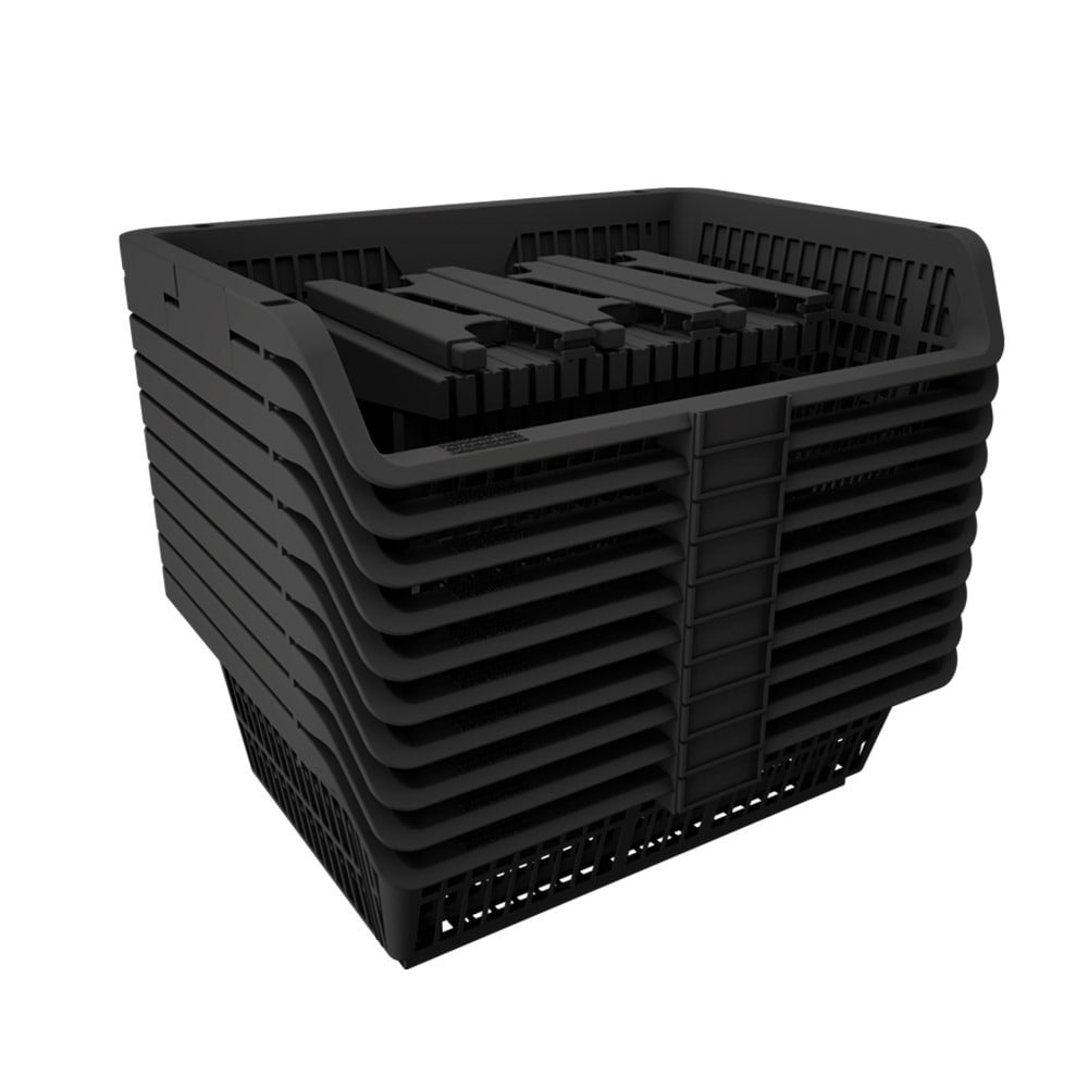 Cesto Plástico Empilhável Presto 57cm Capacidade 40kg Preto Embalagem com 5 Unidades