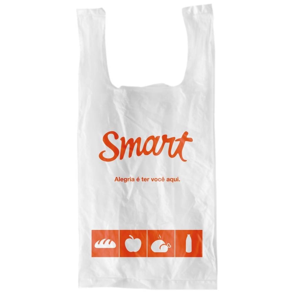 Sacola Smart Branca Impressa 38 x 48 Embalagem com 4000 Unidades