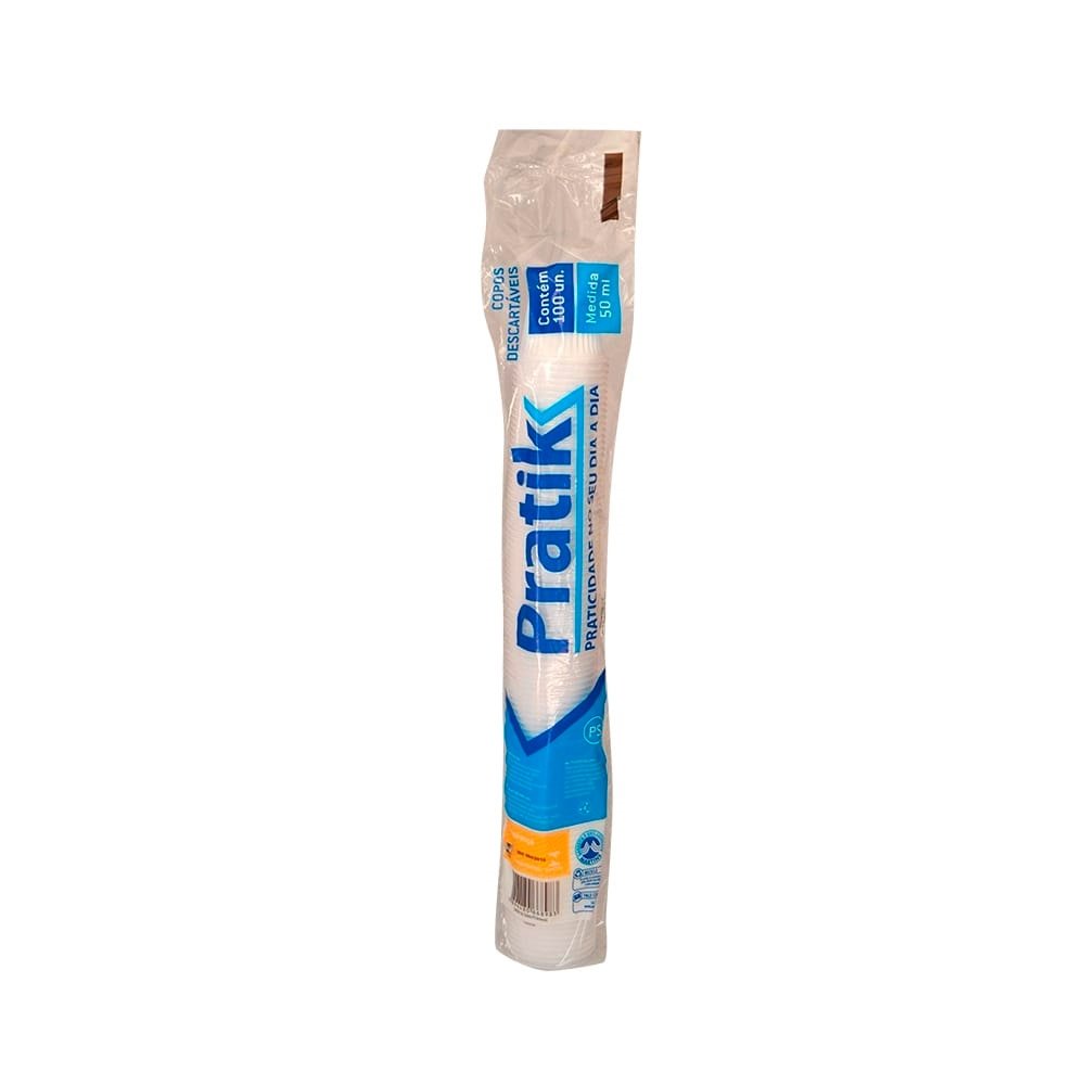 Copo Descartável Pratik Branco PS 50ml - 50 Embalagens com 100 Unidades