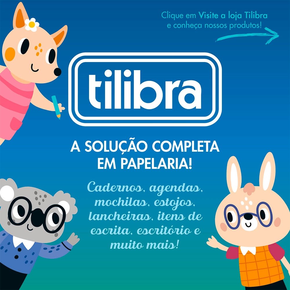 Caderno Costurado Tilibra 1/4 Capa Dura  Mais+ Azul 96 Folhas - Embalagem com 10 Unidades