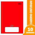 Caderno Costurado Tilibra 1/4 Capa Dura Mais+ Vermelho 96 Folhas - Embalagem com 10 Unidades