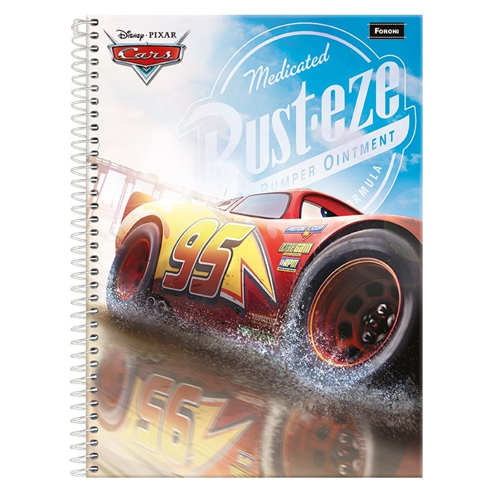 Caderno Capa Dura Universitário Espiral Carros 96 Folhas 1 Matéria Emb. c/ 4 Un. - Foroni