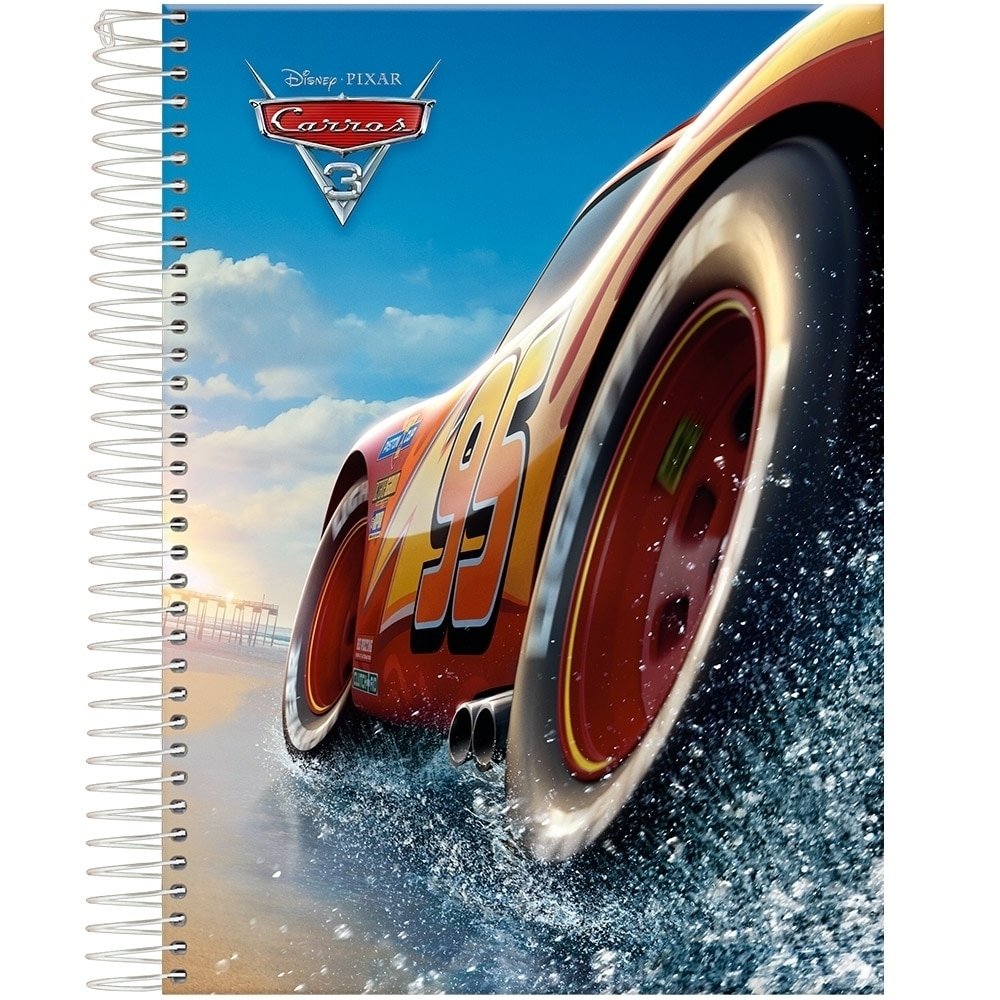 Caderno Capa Dura Universitário Espiral Carros 96 Folhas 1 Matéria Emb. c/ 4 Un. - Foroni