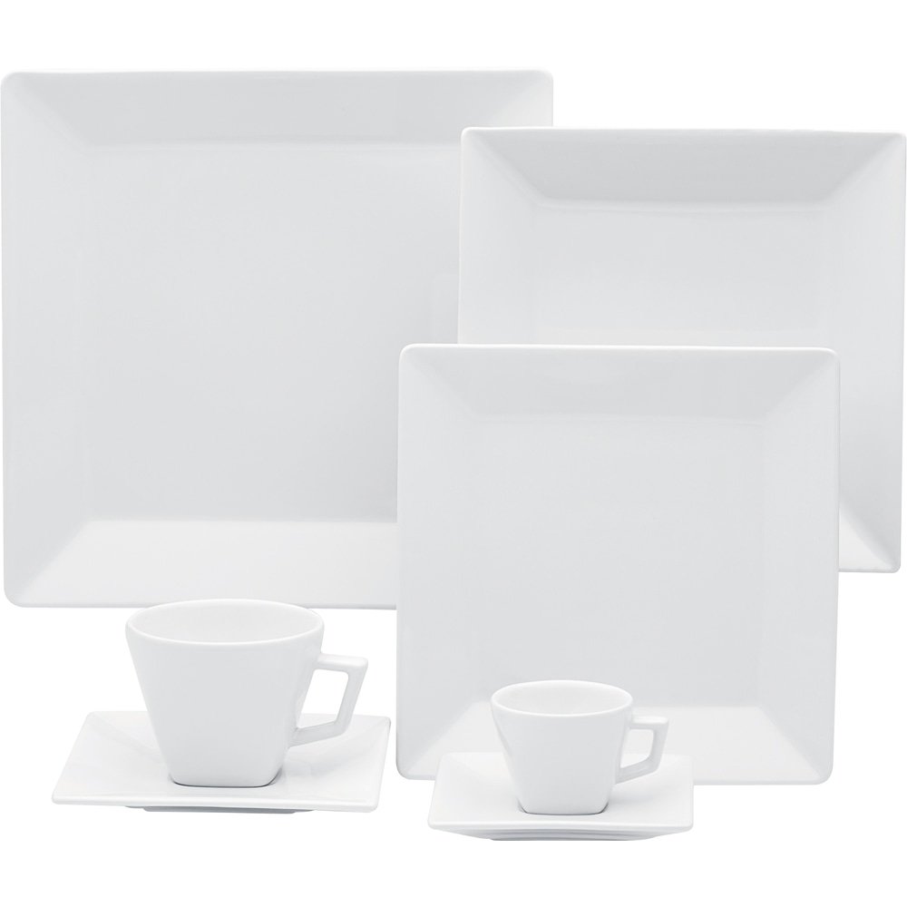 Aparelho de Jantar Chá Café Oxford Porcelana Quartier White 42 peças