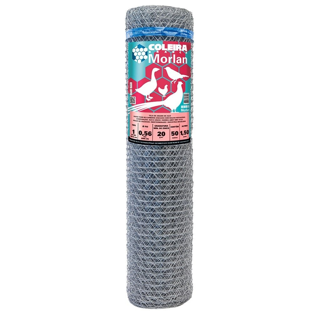Tela Coleira Branca Morlan para Pinteiro 1x24x1,50m 50m