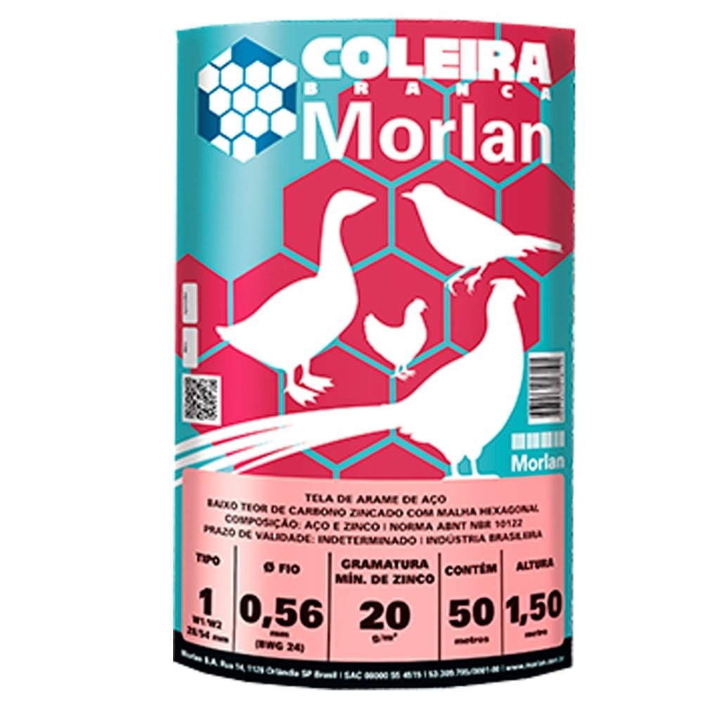 Tela Coleira Branca Morlan para Pinteiro 1x24x1,50m 50m