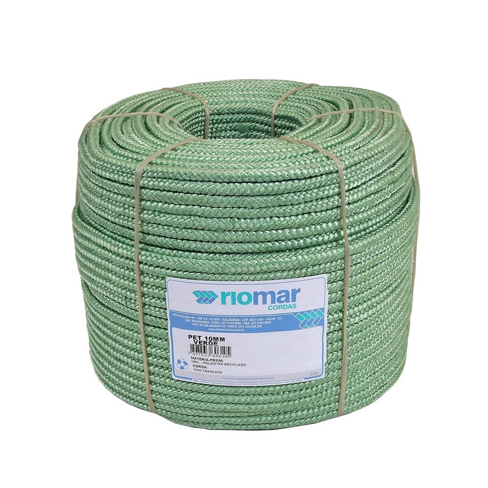 Corda Trançada Riomar Pet Rolo Tipo Seda Verde 10mmx225m - 15Kg