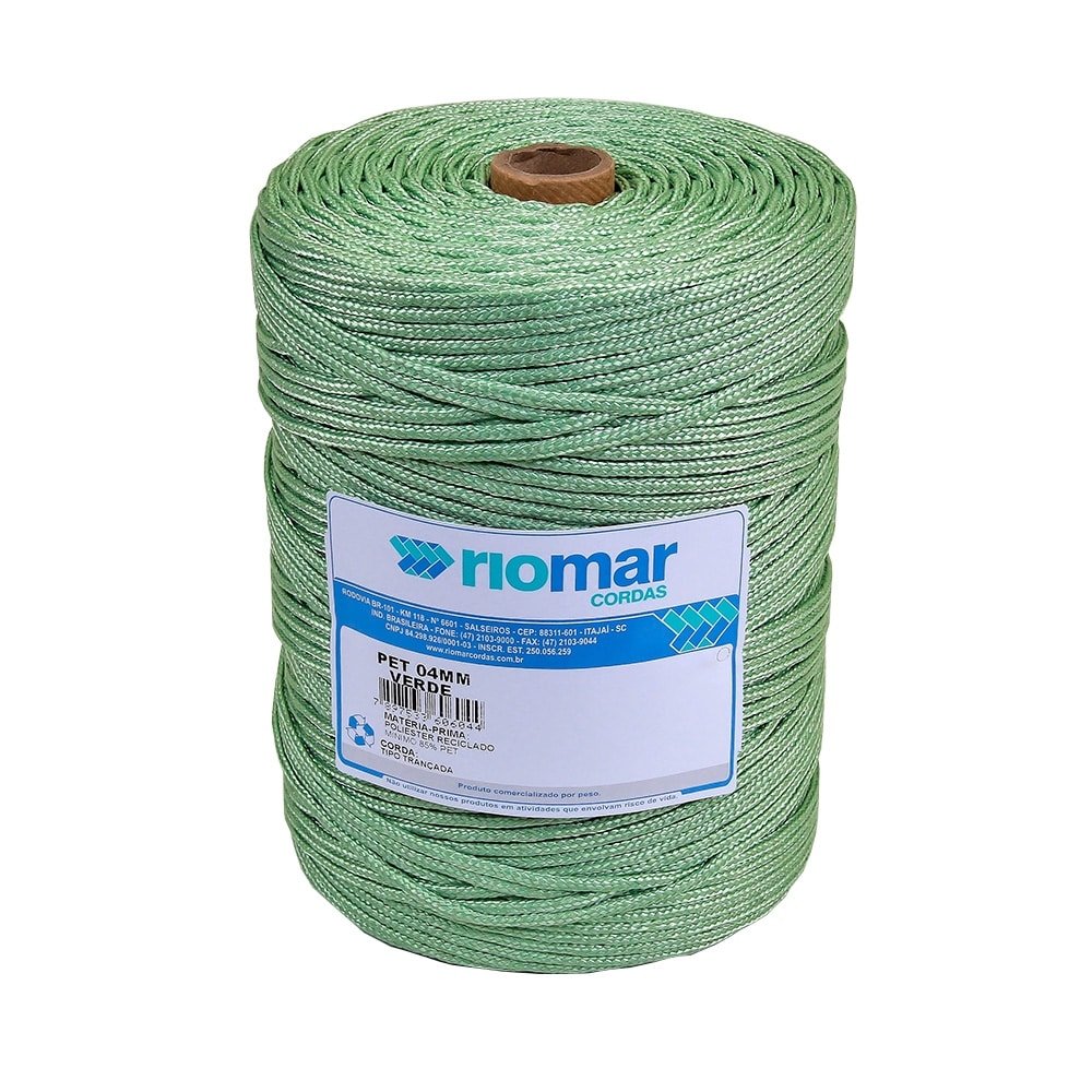 Corda Riomar Pet Trançada Verde Tipo Seda 4mm x 395m 5Kg