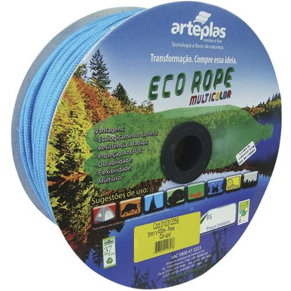 Corda Arteplas Carretel Eco Rope Colorida 3MMx400M