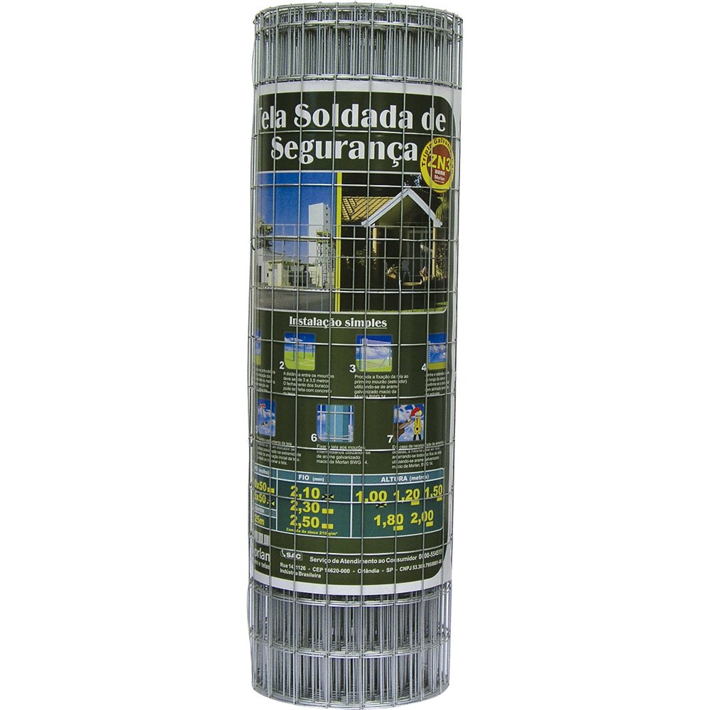 Tela Segurança Soldada Morlan 150 x 50mm Fio 2,30mm 1,00 x 25m