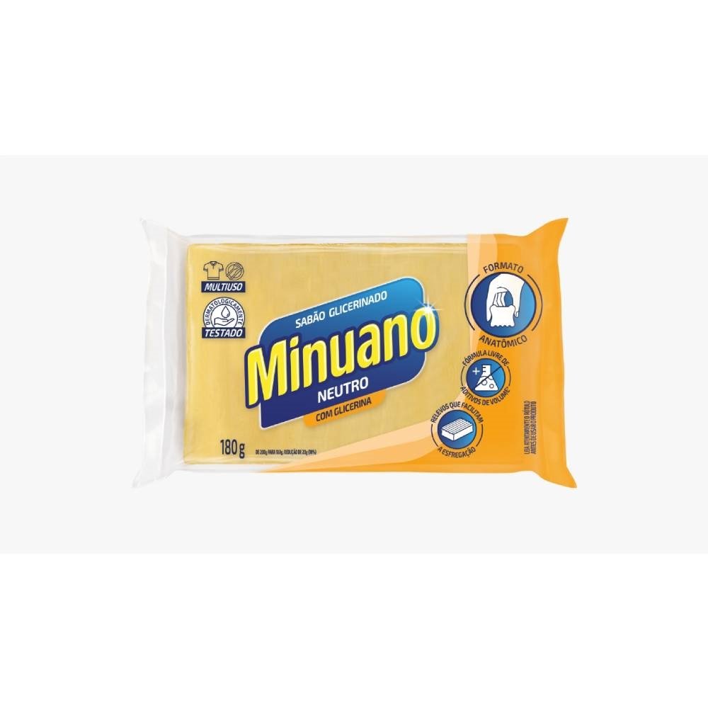 Sabão em Barra Minuano Glicerinado 180g - Embalagem com 24 Unidades