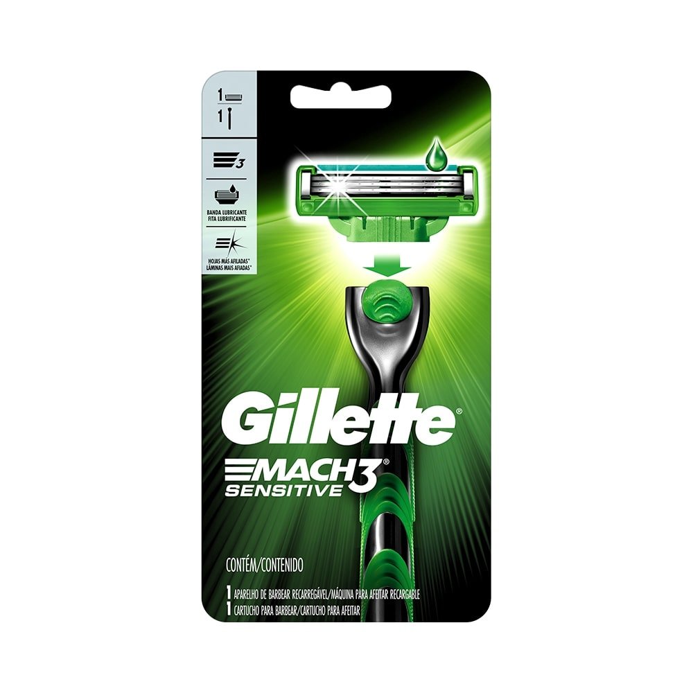 Aparelho Gillette Mach3 Sensitive Embalagem com 6 Unidades