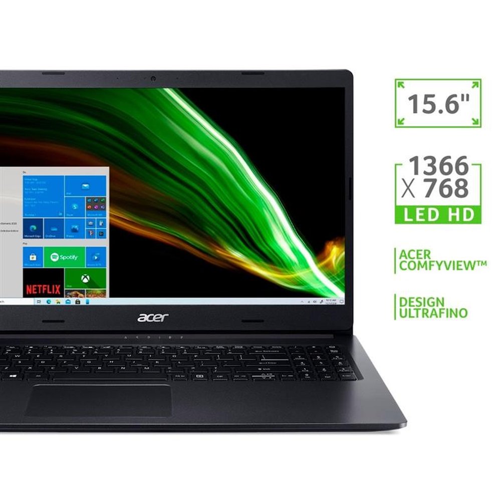 Notebook Acer Aspire 3 A315-23-R3L9, Tela de 15.6", AMD Ryzen 7 3700U, Windows 10, 8GB RAM, SSD 256GB, Preto