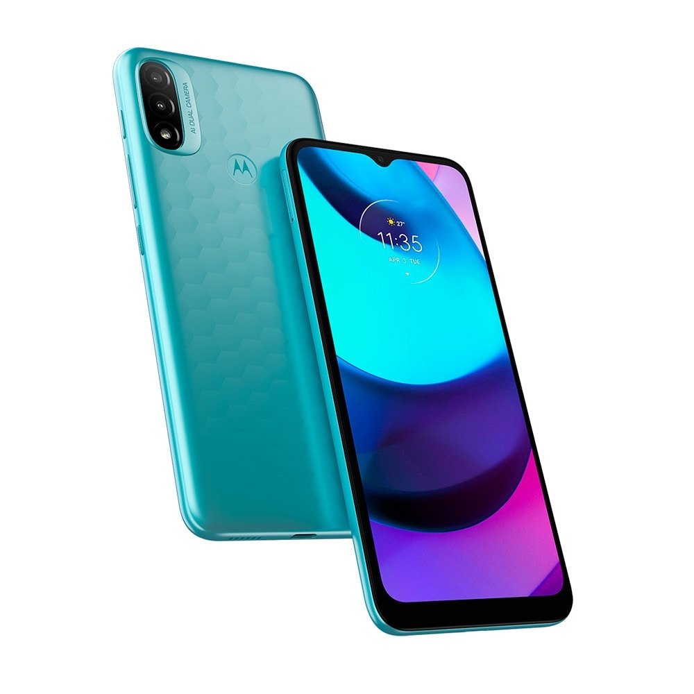Smartphone Motorola Moto E20 Azul, Tela de 6.5", 4G+Wi-Fi, And. 11, Câm. Tras. de 13+2MP, Frontal de 5MP, 2GB RAM, 32GB