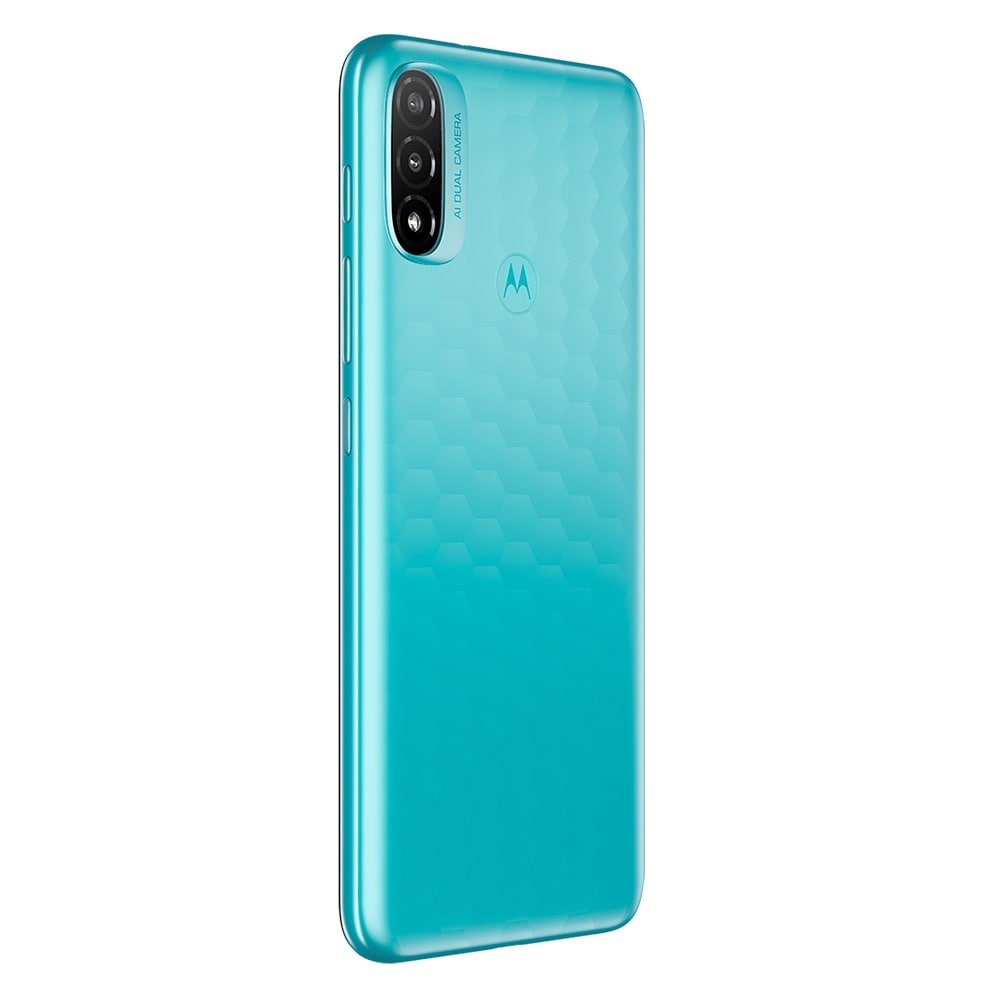 Smartphone Motorola Moto E20 Azul, Tela de 6.5", 4G+Wi-Fi, And. 11, Câm. Tras. de 13+2MP, Frontal de 5MP, 2GB RAM, 32GB