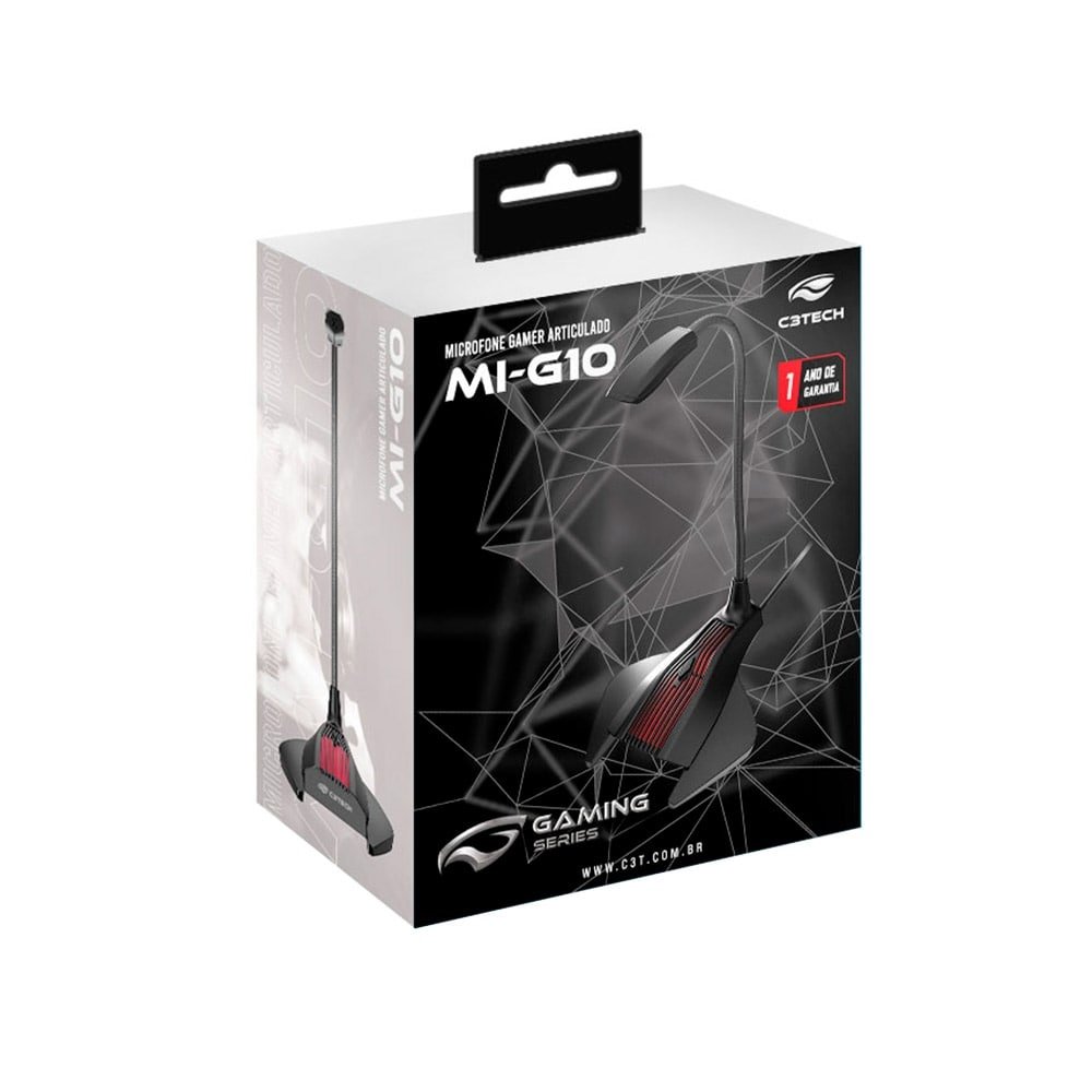 Microfone Gamer C3TECH MI-G10BK, Plug&Play, Preto