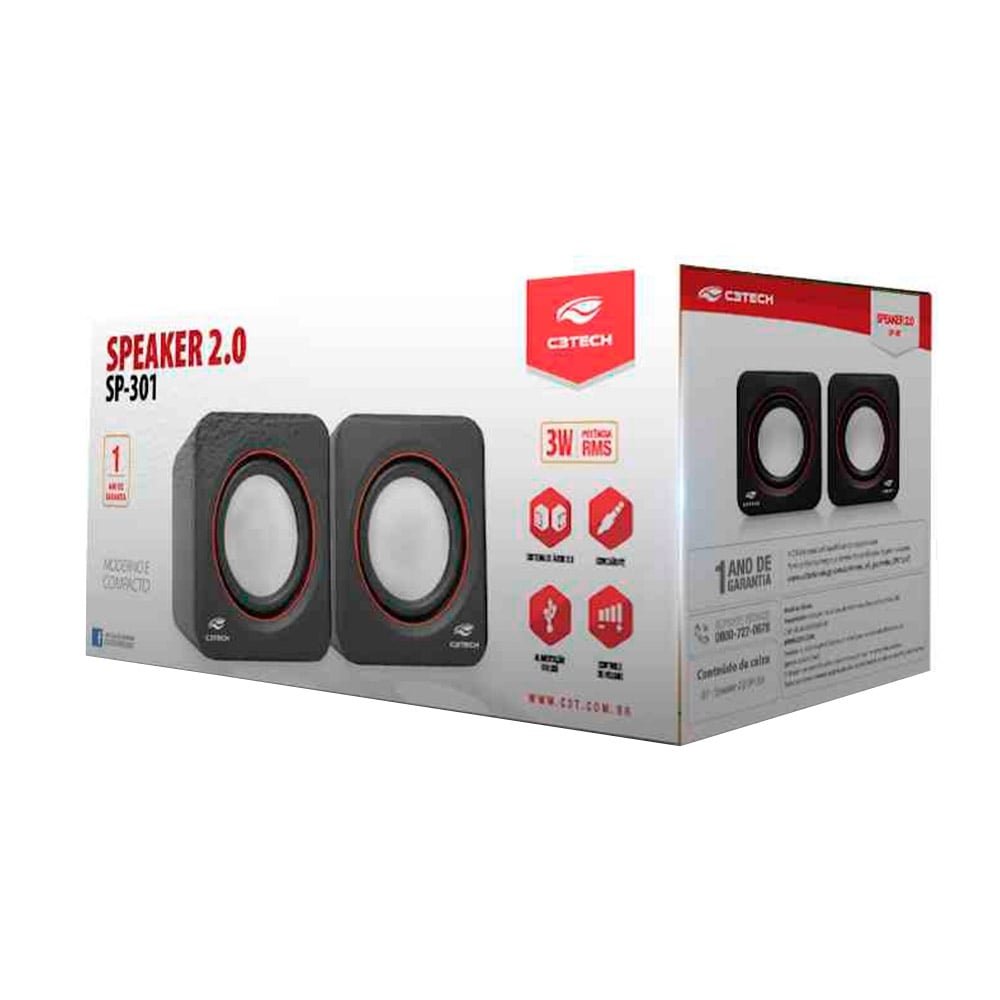 Caixa de Som Speaker C3TECH SP-301BK, 3W, Preto