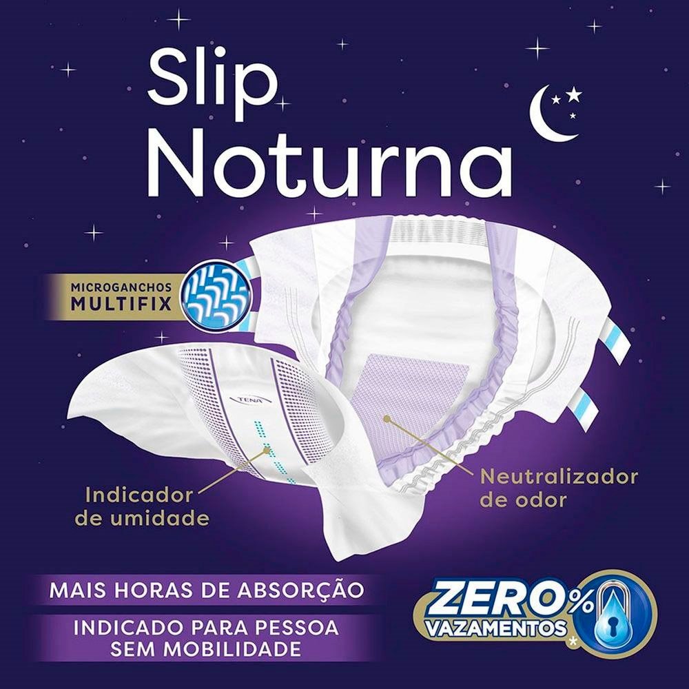 Fralda Geriátrica Tena Slip Noturna Tamanho G - 8 Pacote com 7 Fraldas - Total 56 Tiras