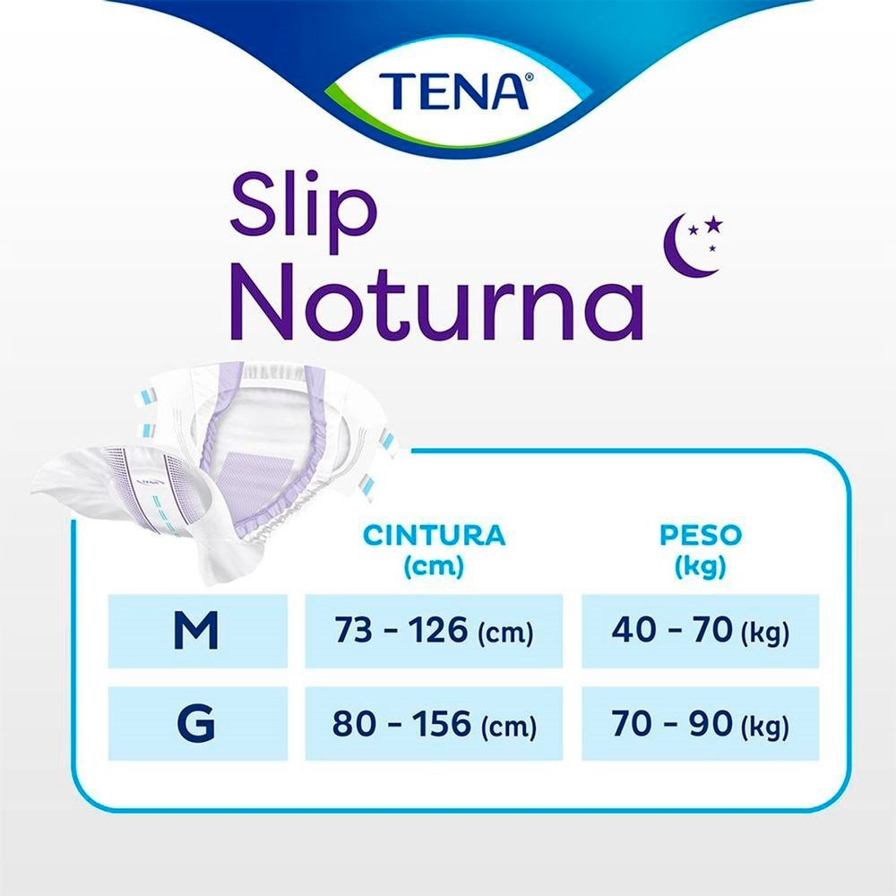 Fralda Geriátrica Tena Slip Noturna Tamanho G - 8 Pacote com 7 Fraldas - Total 56 Tiras