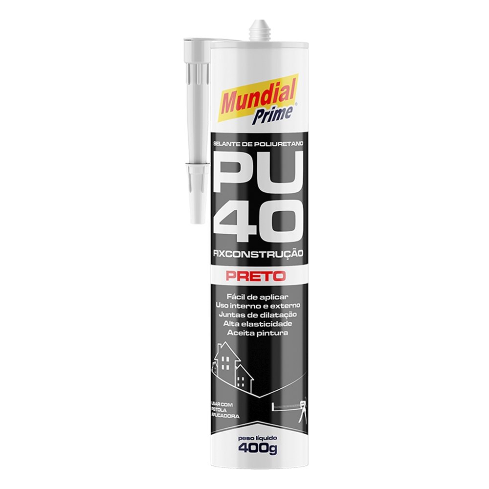 Adesivo Selante Poliuretano PU40 Mundial Prime Preto 400g