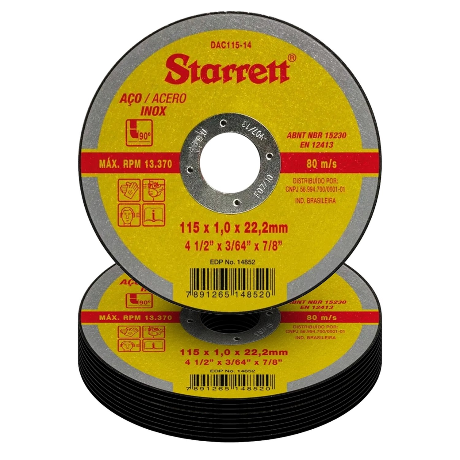 12 Discos de Corte Starrett 4.1/2 115x1,0x22,2mm