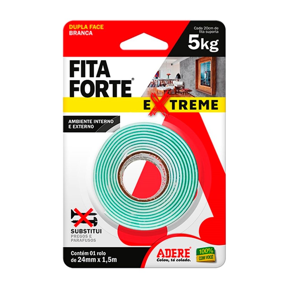 Fita Dupla Face Adere Fita Forte Extreme 24mm x 1,5m