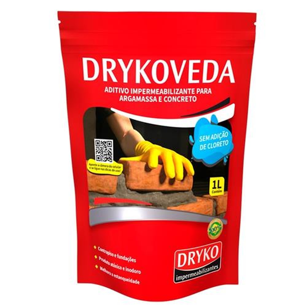 Drykoveda Hidrofugo Dryko Impermeabilizante Pouch, 1 Litro - Embalagem com 24 Unidades