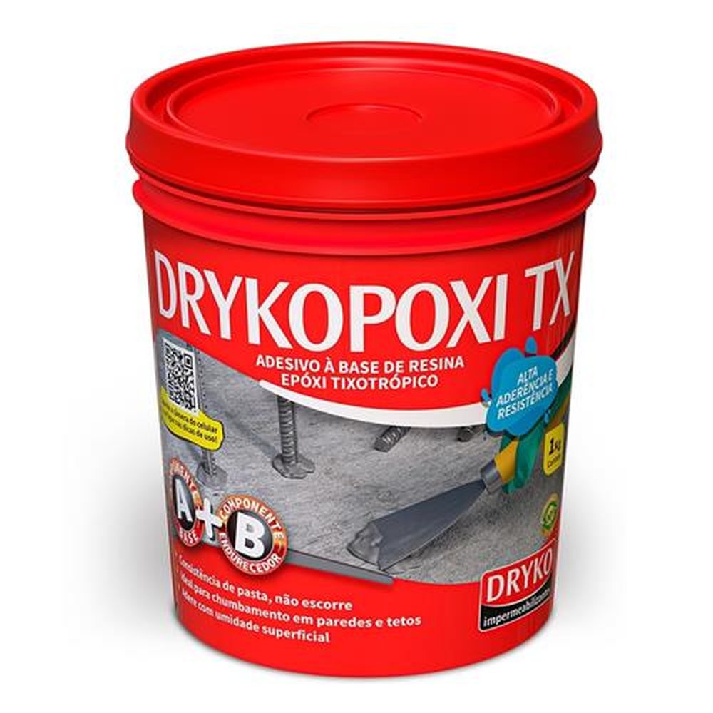 Drykopoxi Adesivo Dryko Estrutural TX Tixotropico Base + Endurecedor 1kg