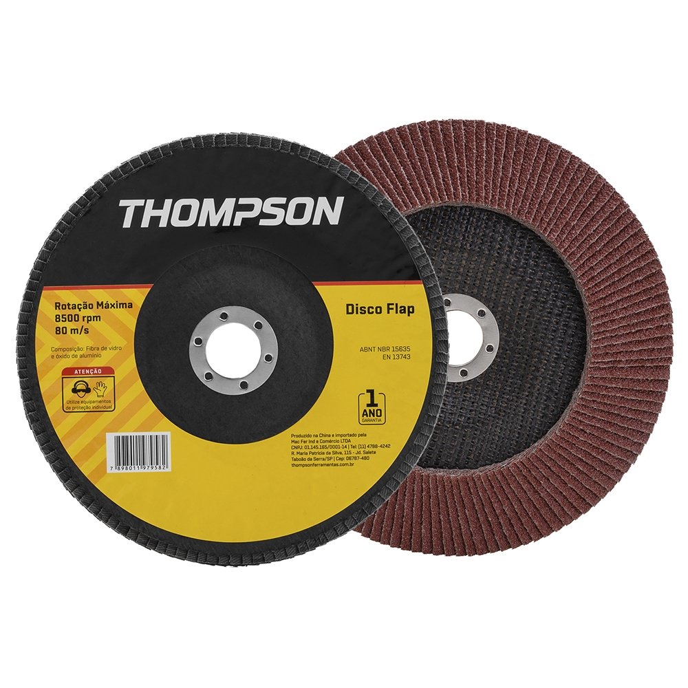 Disco Flap Thompson 4.1/2P G50 Embalagem com 10 Unidades