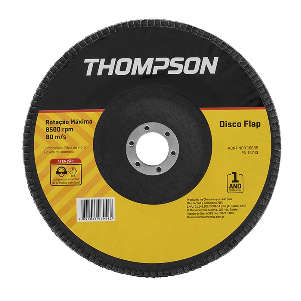 Disco Flap Thompson 4.1/2P G50 Embalagem com 10 Unidades