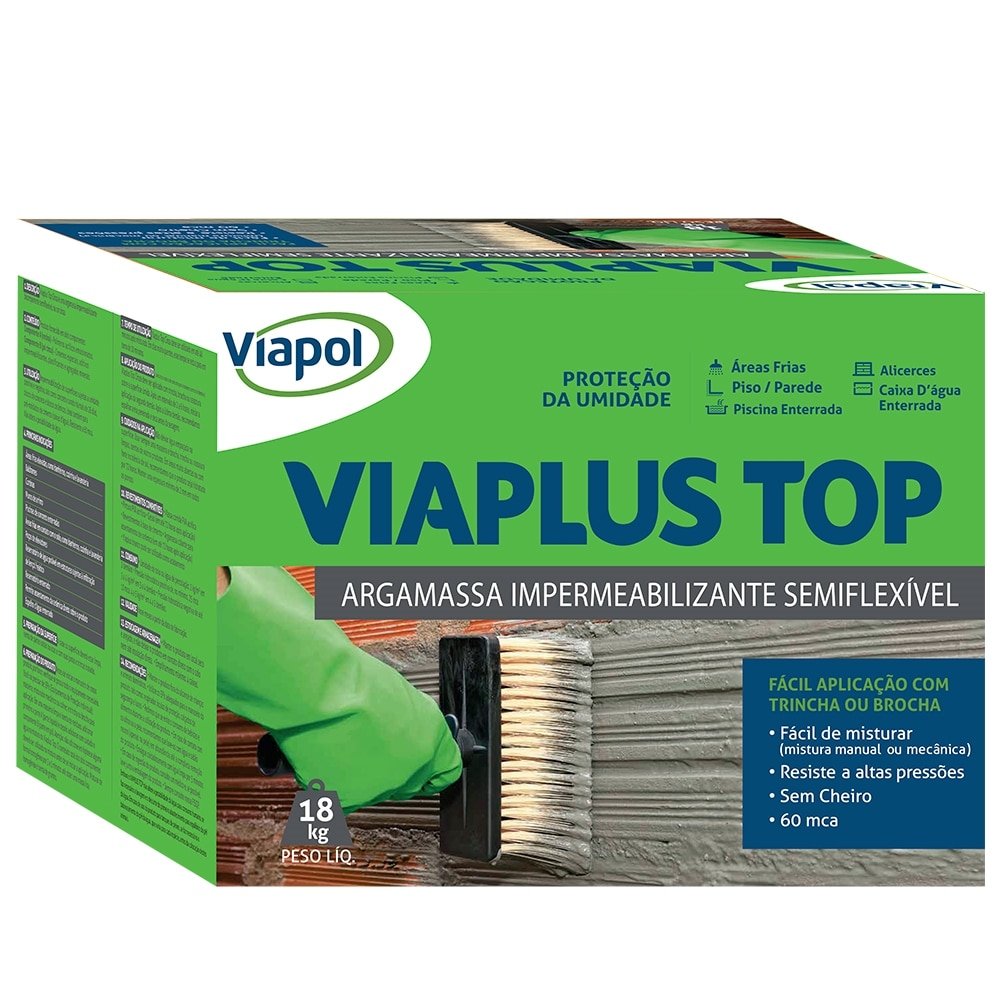 Argamassa Impermeabilizante Viaplus Top Semi Flexível 18Kg