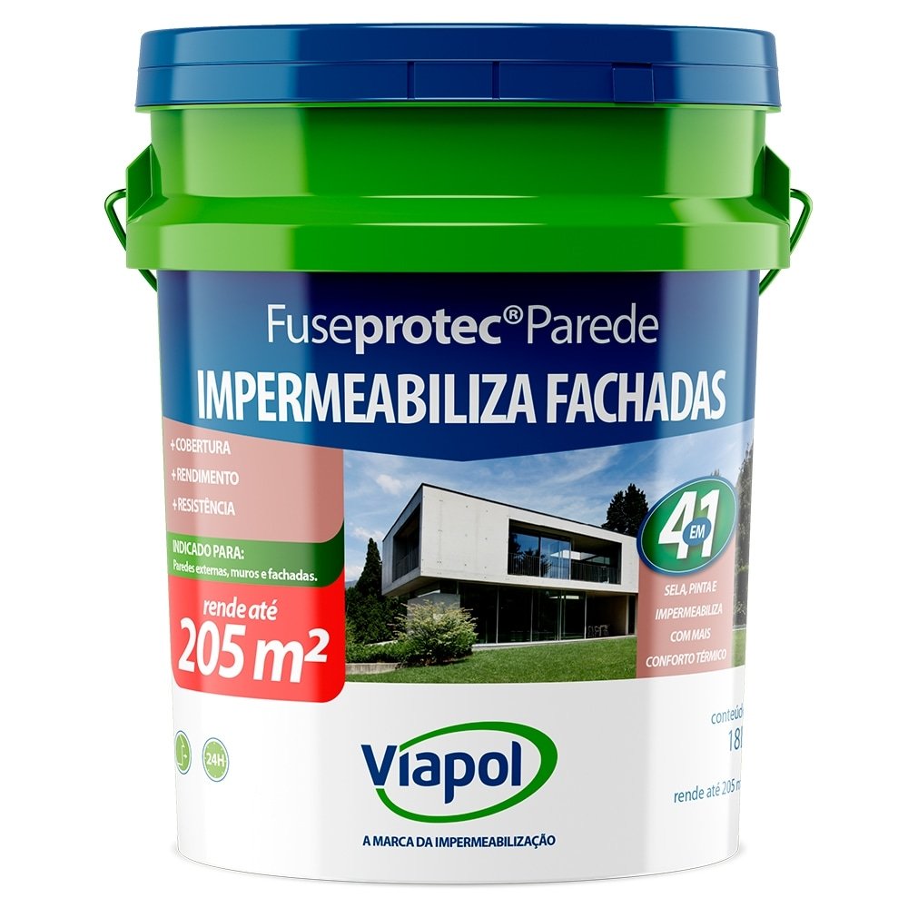 Impermeabilizante Viapol Fuseprotec Parede Fachada Branco 18L
