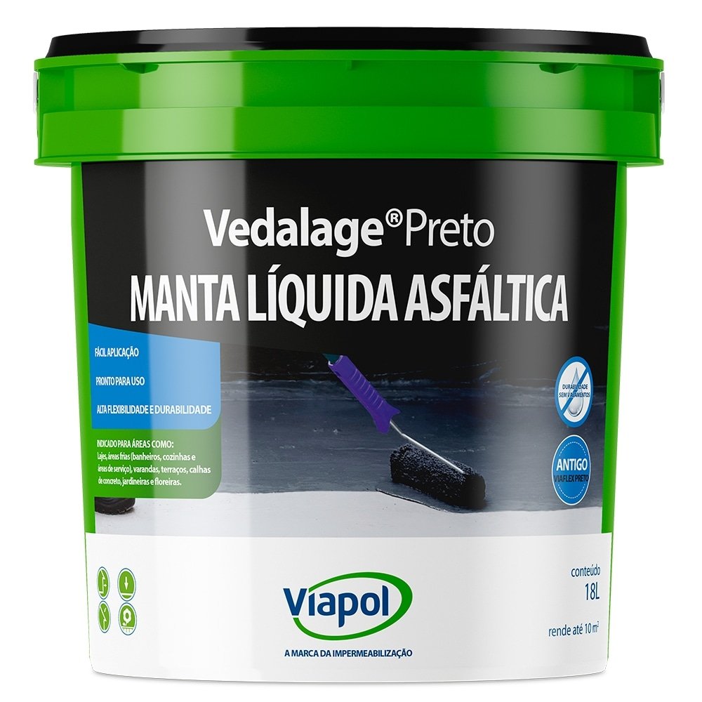 Manta Líquida Asfáltica Viapol Vedalage Preto 18L