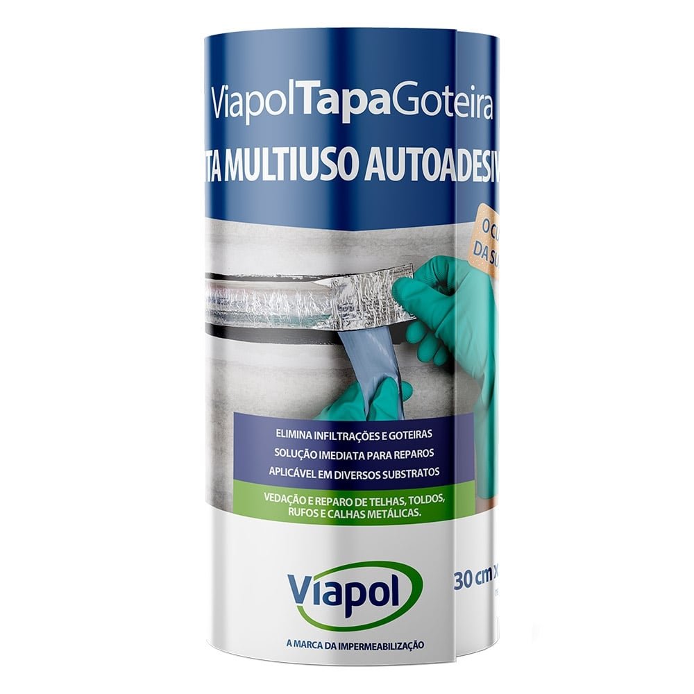 Fita Viapol Tapa Goteira Aluminizada Impermeabilizante 30cmx10m