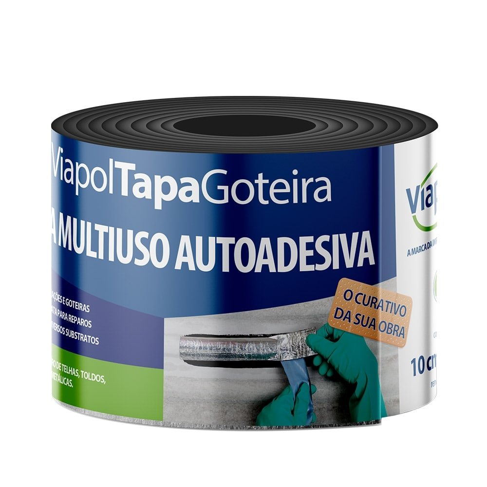 Fita Tapa Goteira Viapol Aluminizada Impermeabilizante 10cmx10m