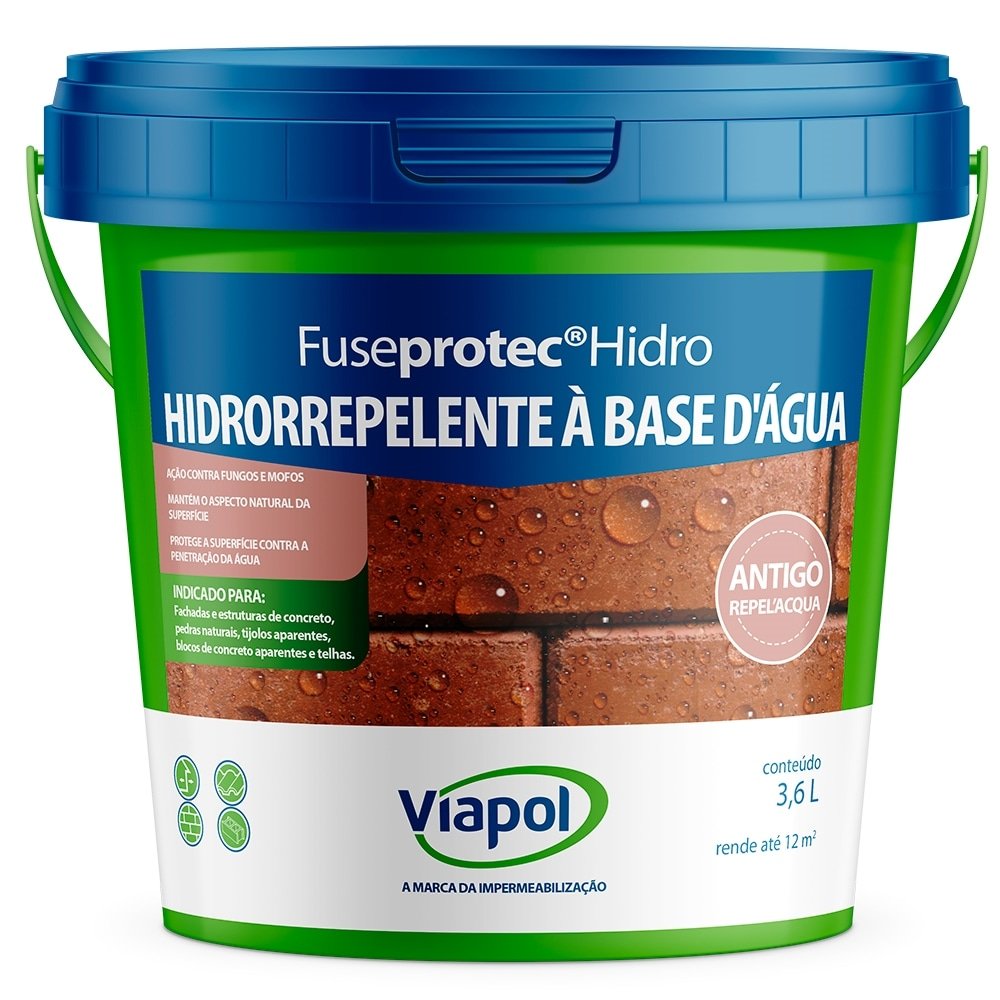 Hidrorepelente Viapol Fuseprotec Base D'água Tijolos/Pedra 3,6L
