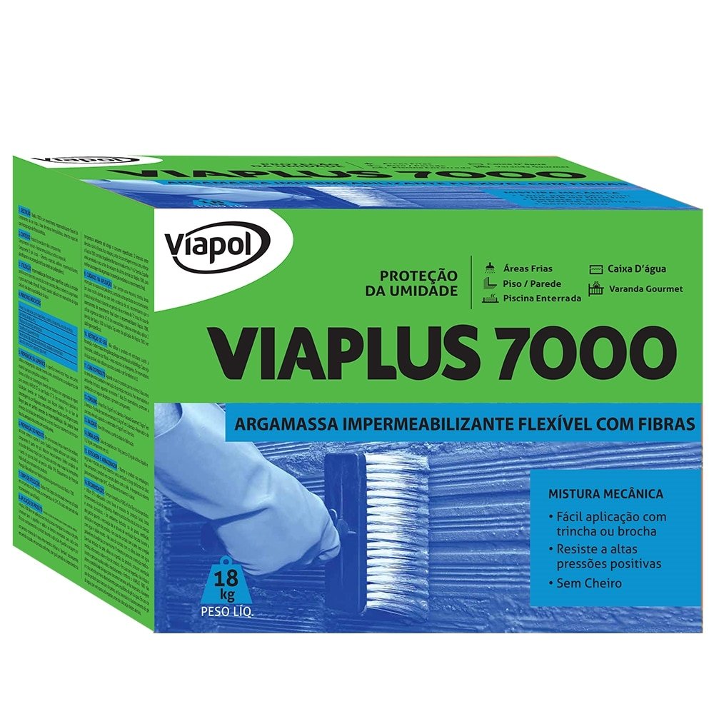 Impermeabilizante Viapol Viaplus 7000 Argamassa Flexível com Fibras 18Kg