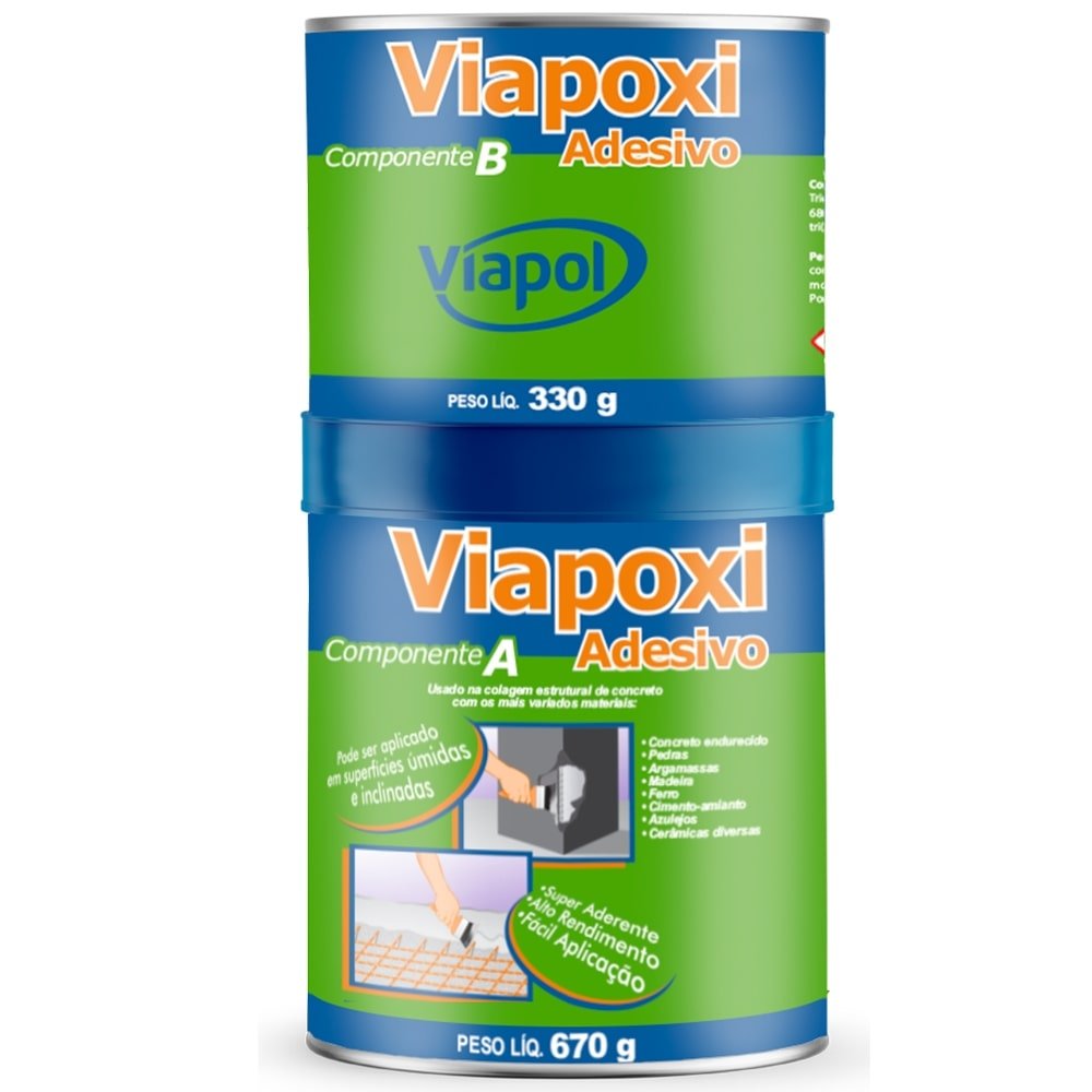 Adesivo Epoxi Viapoxi  para Concreto/Aço/Alumínio 1Kg