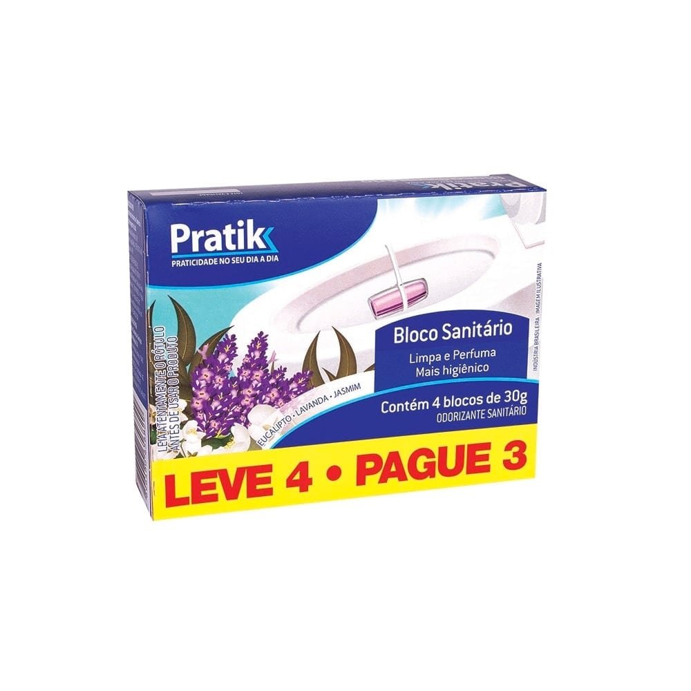 Bloco Sanitário Pratik Refil 30g - 12 Embalagens com 4 Unidades
