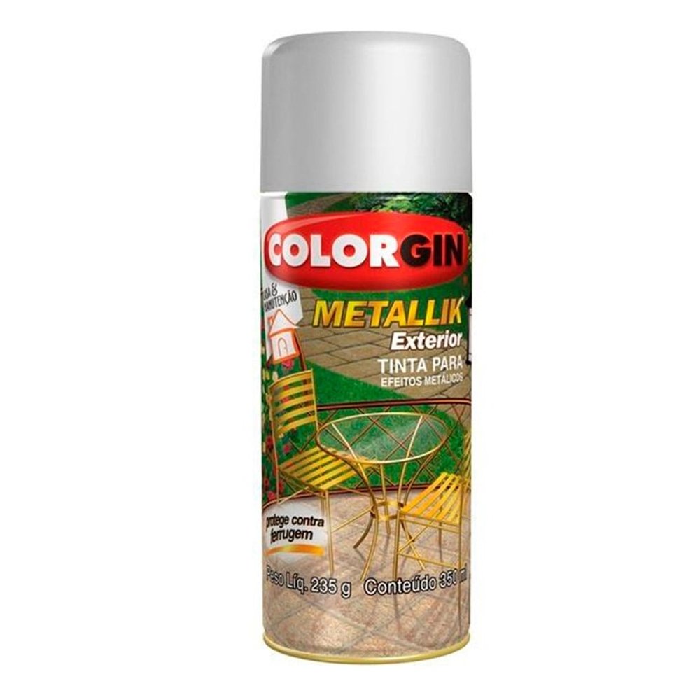 Tinta Spray Colorgin Metallik Prata 350ml